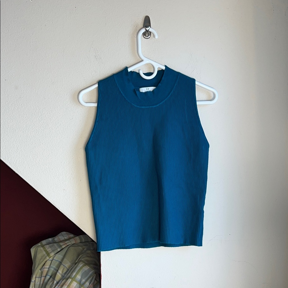 Halston Heritage‎ Teal Ribbed Tank Top